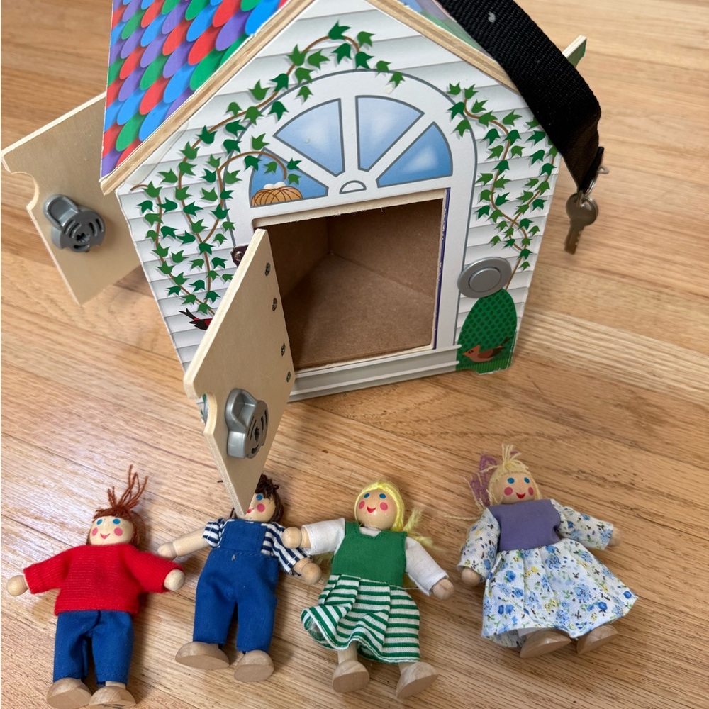 Melissa & Doug Wooden Doorbell House Toy - Red, Green, Blue, Purple, White - Picture 4 of 8